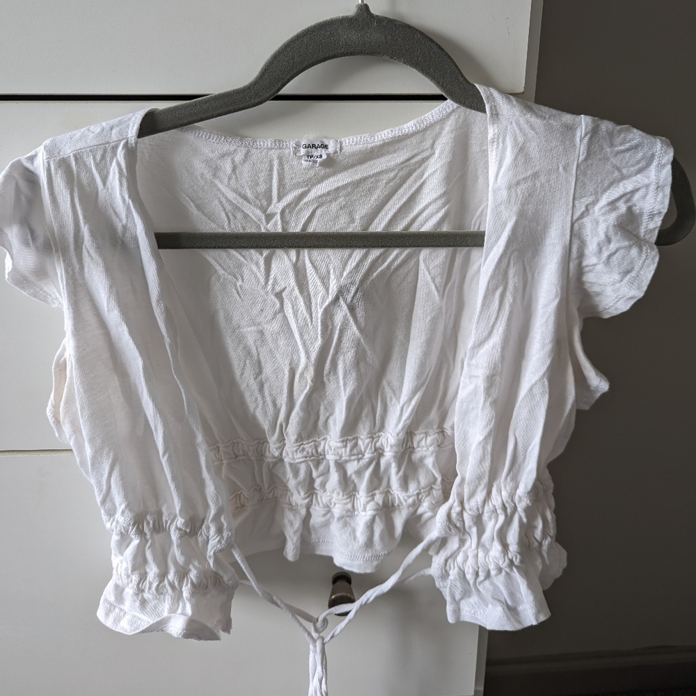 Garage Tie Front White Top